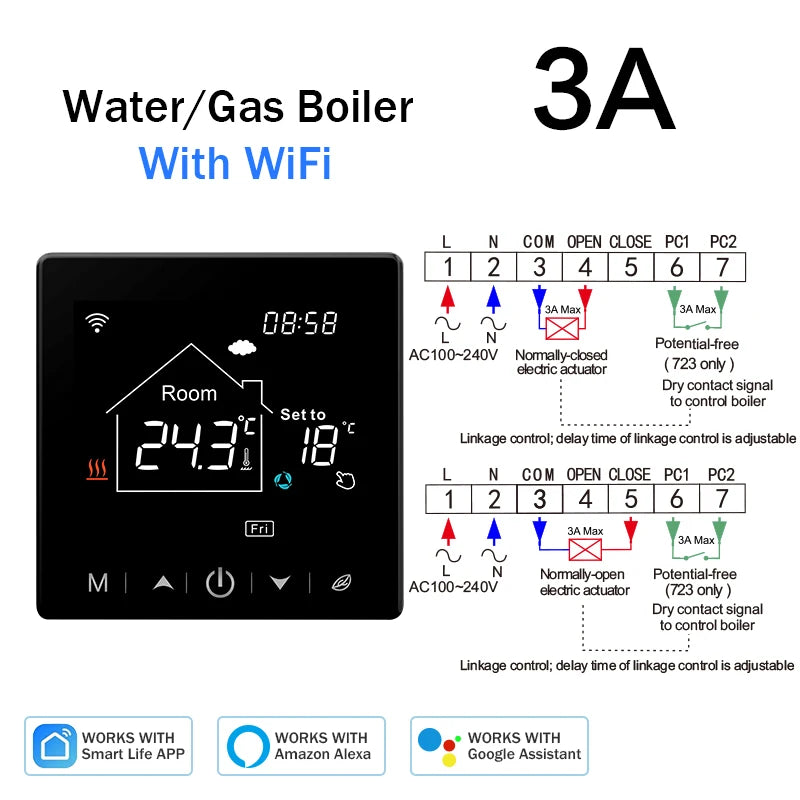 Tuya Smart Home Wifi Room Thermostat For Underfloor Heating Smart Thermostat | Thermostats | PC, Glass | 1W | 100-240V