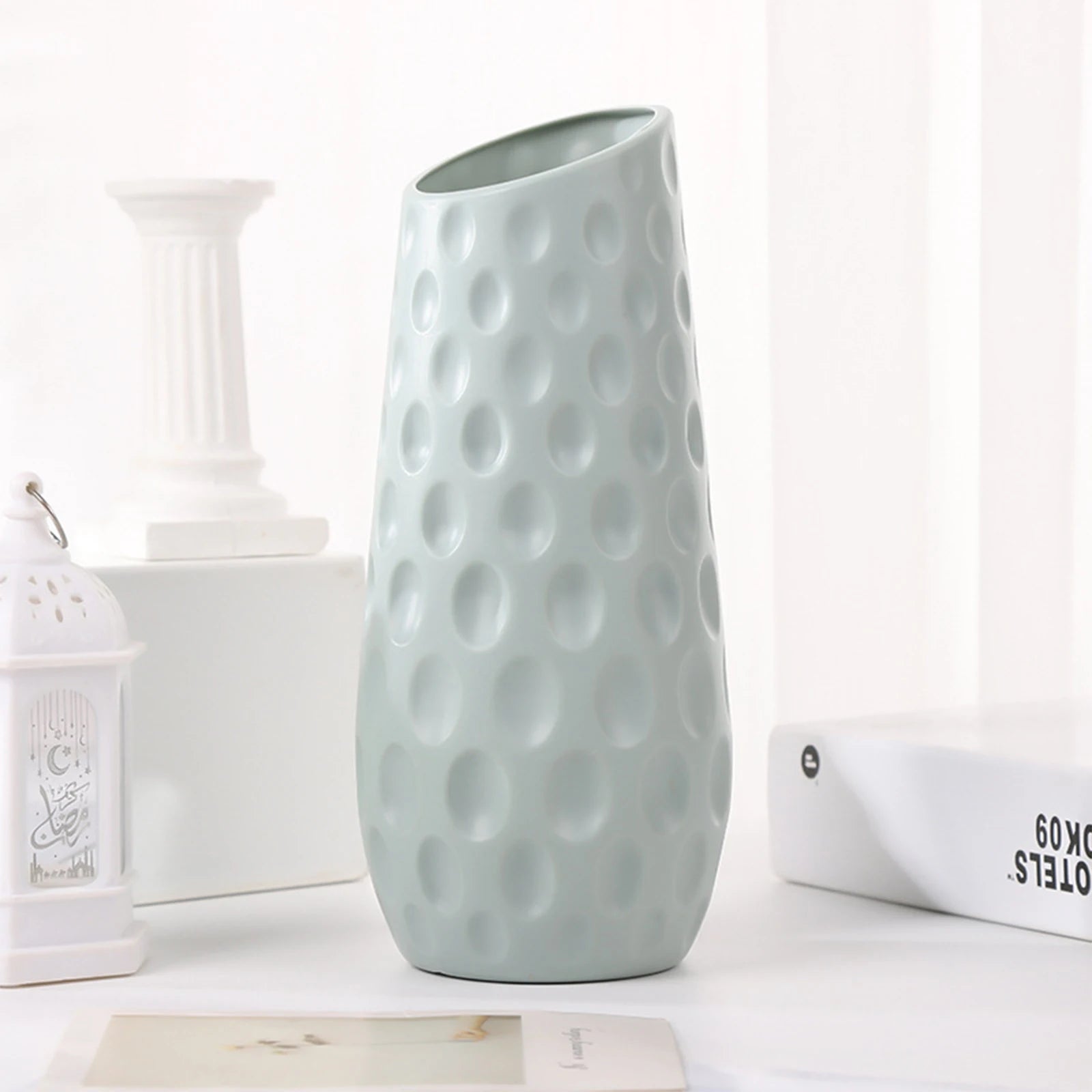 Contemporary Dotted Blue Vase Modern Home | Vase | Elegant Home Decor