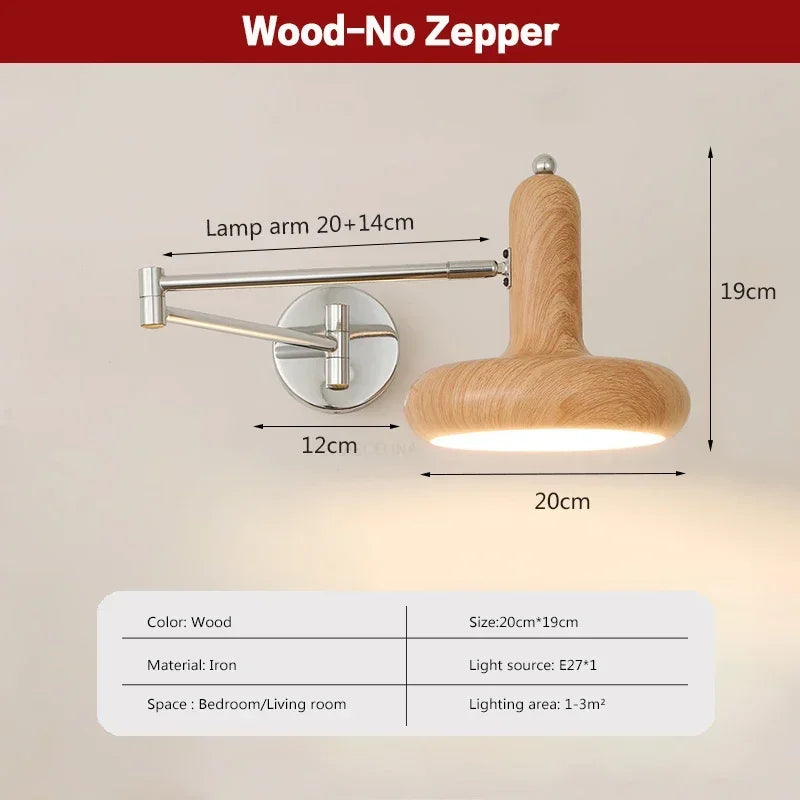 LichtSwing Minimalist Wall Lamp Bedroom | Wall Lamp | Led | iron/wood | 90V - 260V | Elegant Wall Illumination