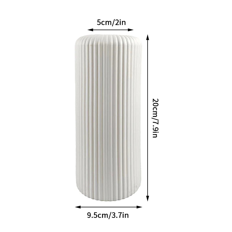 White Column Vase Classic Vertical Lines | Vase | plastic | Elegant Home Decor