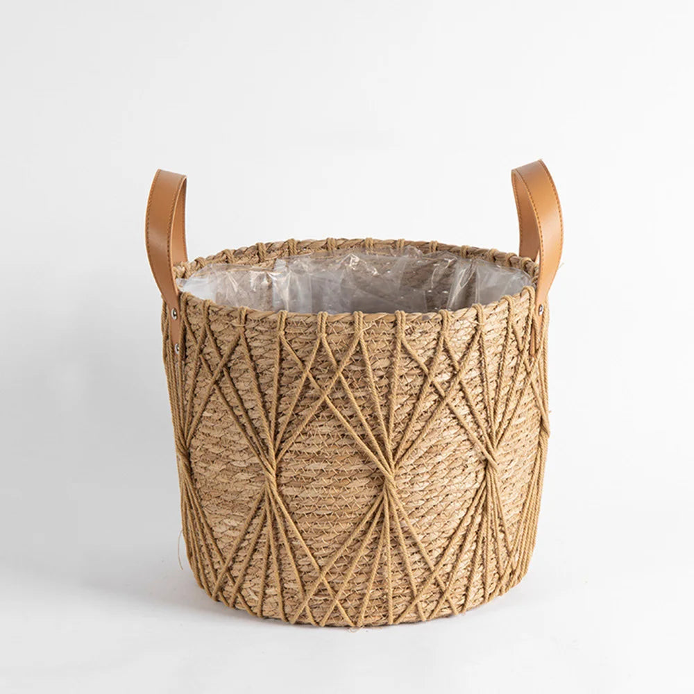 Rattan Storage Basket Living Room Flower | Decorative Item | straw | Elegant Home Decor