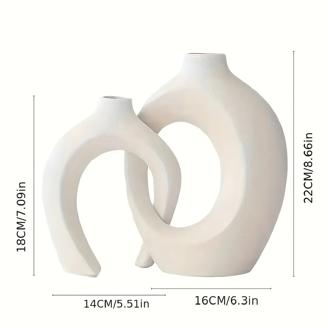 Twin Loop Handle Vase Set Abstract | Vase | Elegant Home Decor