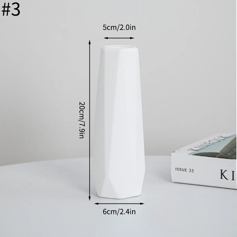 White Narrow Textured Vase Unique Narrow | Vase | plastic | Elegant Home Decor