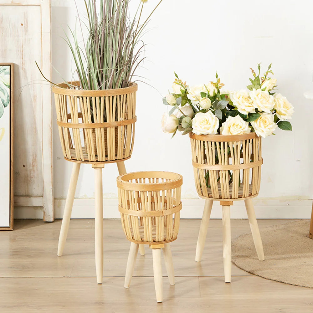 Willow Woven Plant Rack Flower Frame | Decorative Tray | straw | Elegant Home Decor