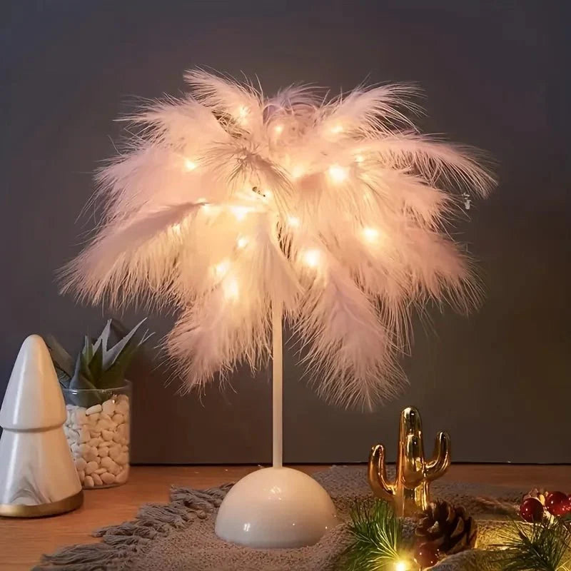 FeatherLight Table Lamp Atmospheric Plume | Table Lamp | Plastic | 4.5V | Sleek Table Accent