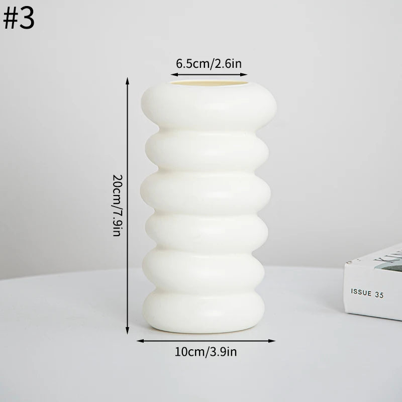 Stacked White Rings Vase Minimalist Circular | Vase | plastic | Elegant Home Decor