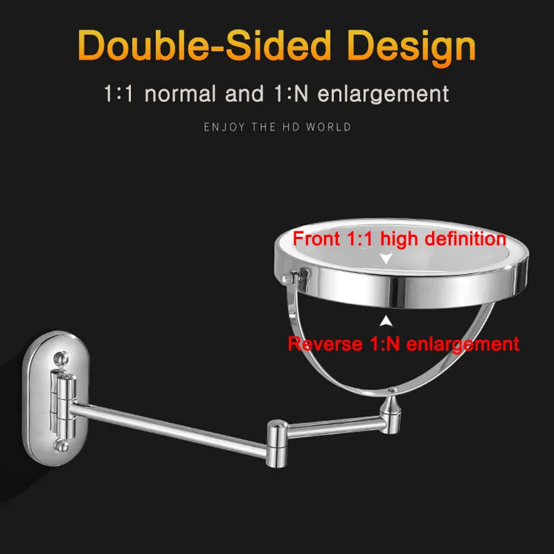 Golden Wall Folding Makeup Mirror Double | Furniture | Metal/Copper/Iron | Premium Home Furniture