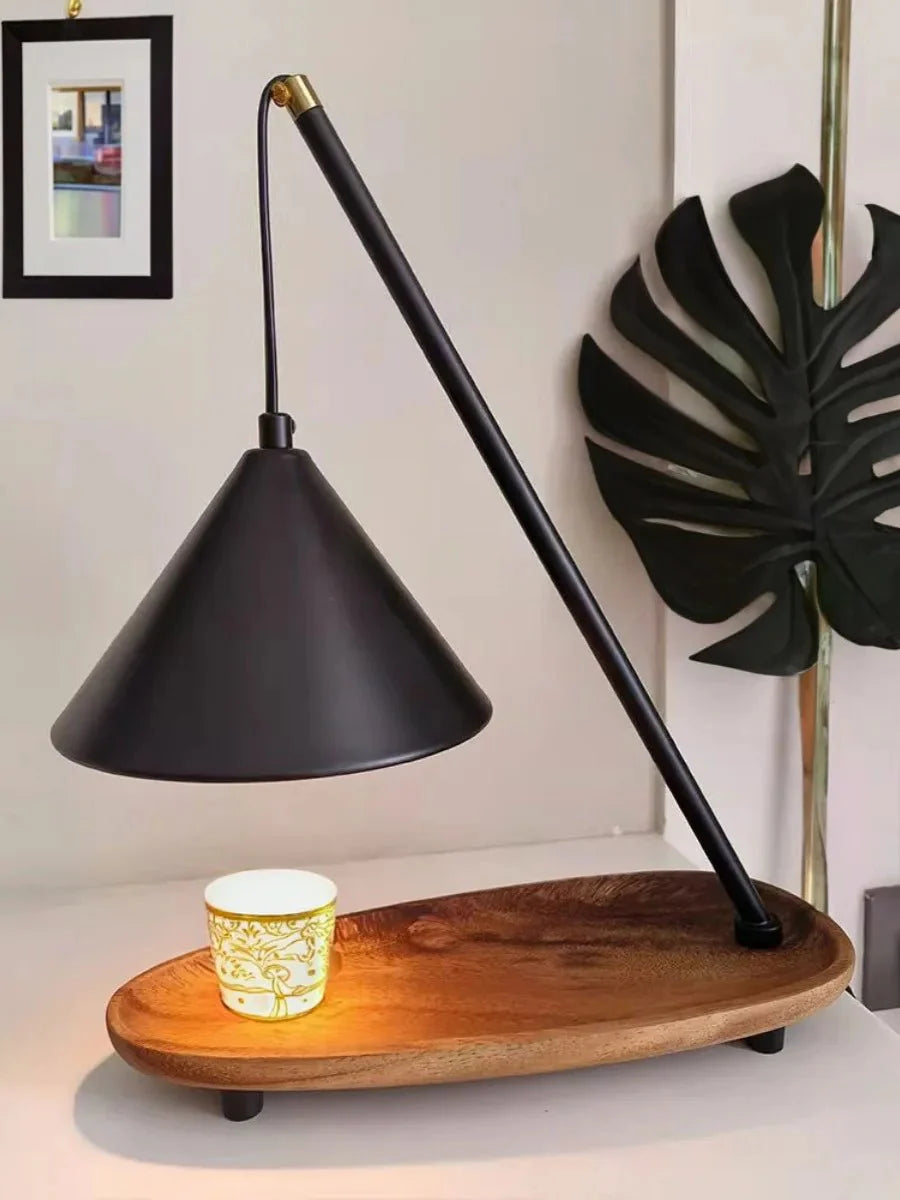 Viresta Industrial Candle Warmer Lamp | Table Lamp | LED | wood/Metal | Sleek Table Accent