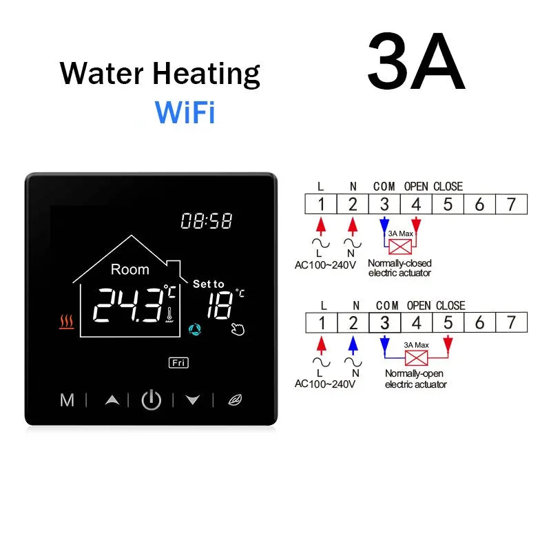 Tuya Smart Home Wifi Room Thermostat For Underfloor Heating Smart Thermostat | Thermostats | PC, Glass | 1W | 100-240V