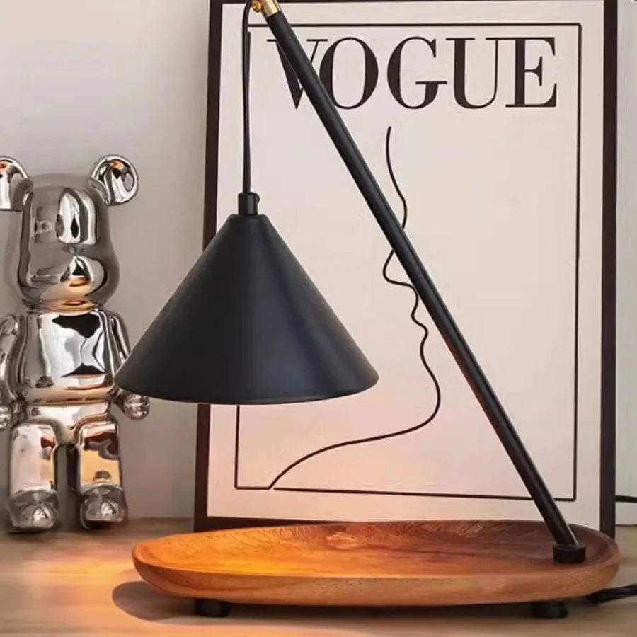 Viresta Industrial Candle Warmer Lamp | Table Lamp | LED | wood/Metal | Sleek Table Accent