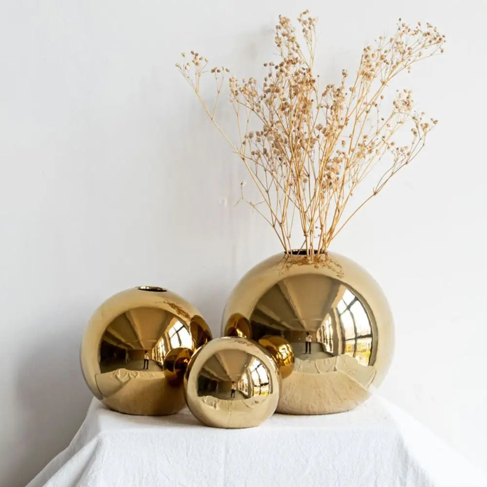 Golden Ball Ceramic Vase Ornament Hydroponic | Vase | ceramic | Elegant Home Decor