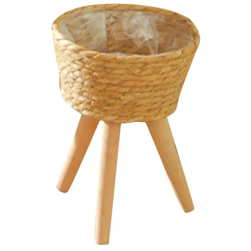 Wood Woven Plant Pot Standing Legs | Decorative Item | wood | Elegant Home Decor