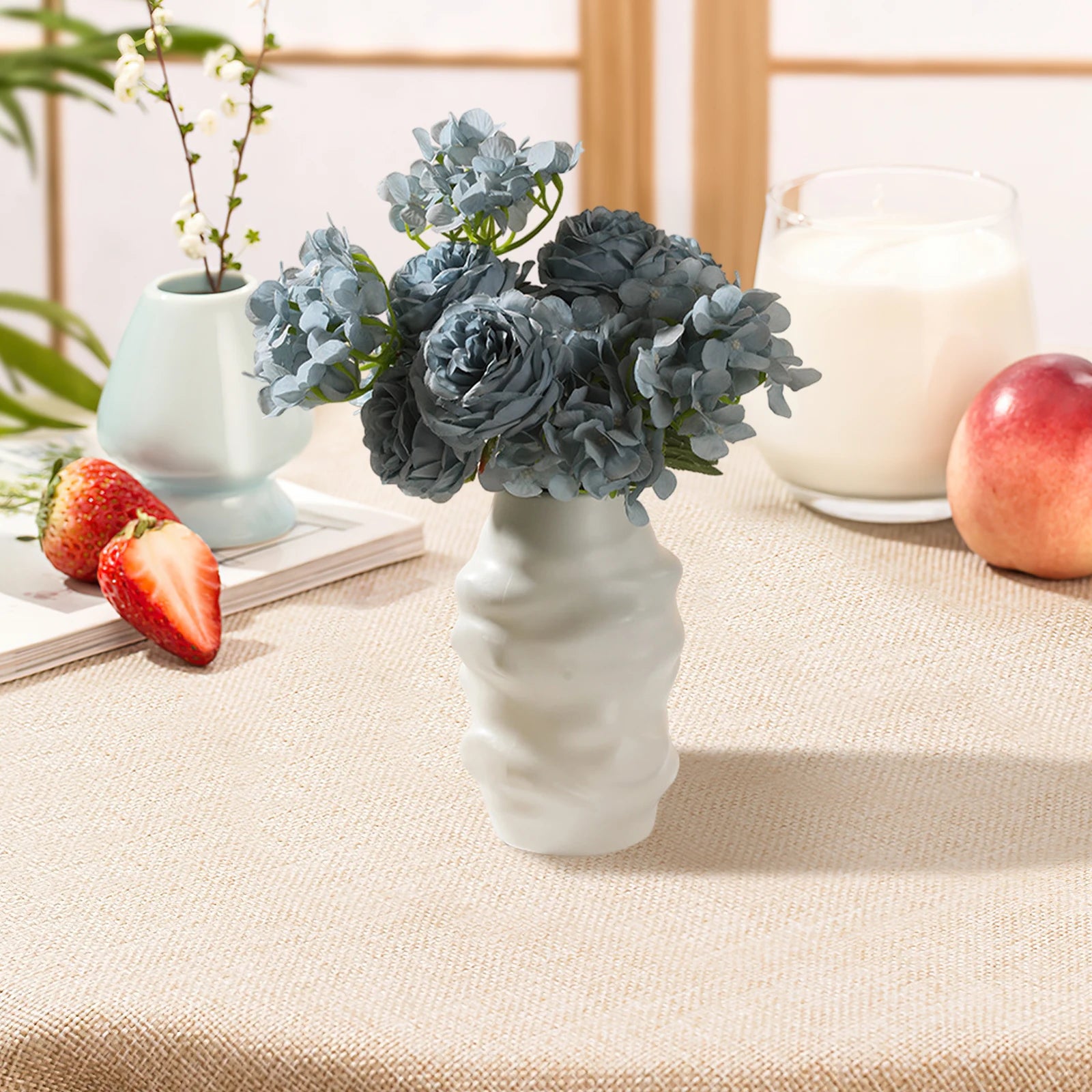 Wavy Textured White Vase Modern Home | Vase | Elegant Home Decor
