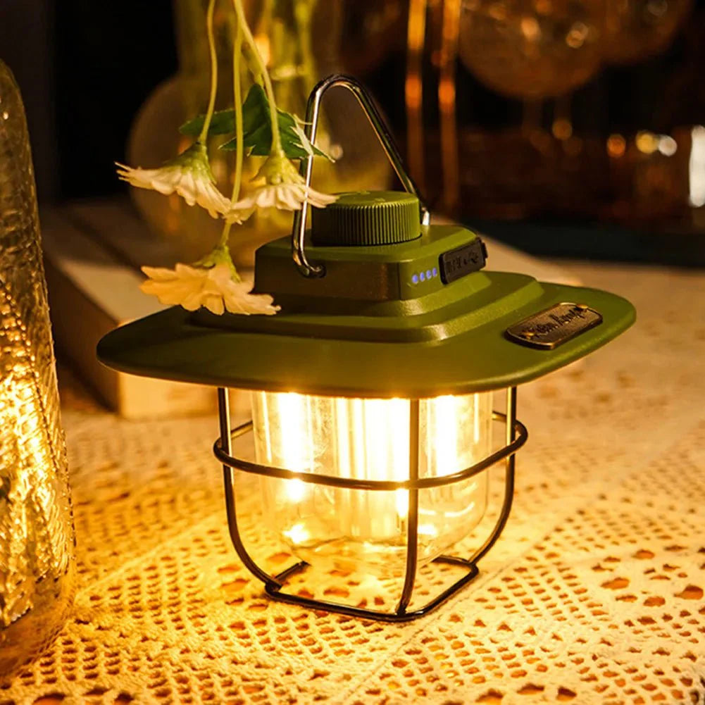 Vintage Rechargeable Lamp Retro Table | Table Lamp | LED | Warm White | plastic/Metal | Sleek Table Accent