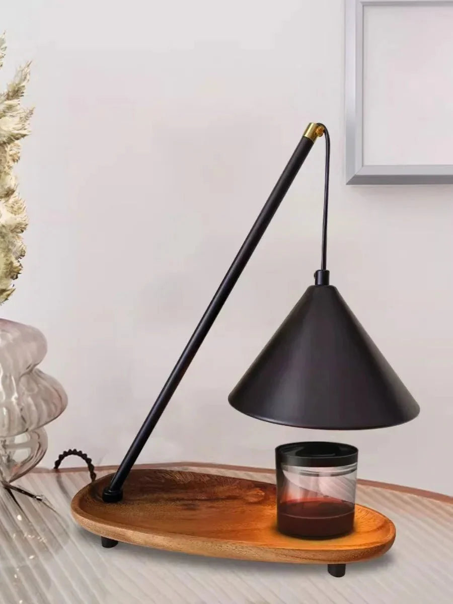 Viresta Industrial Candle Warmer Lamp | Table Lamp | LED | wood/Metal | Sleek Table Accent