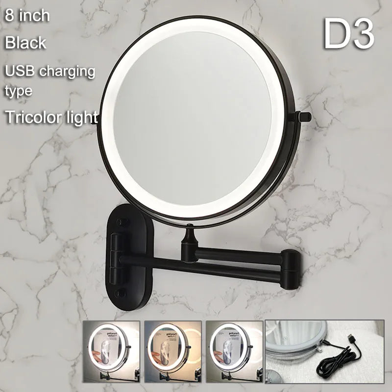 Golden Wall Folding Makeup Mirror Double | Furniture | Metal/Copper/Iron | Premium Home Furniture