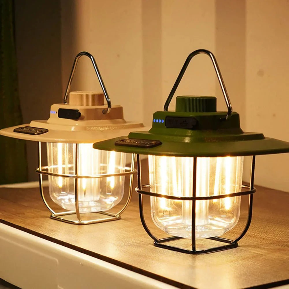 Vintage Rechargeable Lamp Retro Table | Table Lamp | LED | Warm White | plastic/Metal | Sleek Table Accent