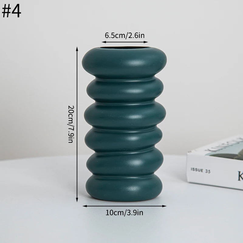 Dark Green Bulbous Vase Unique Bulbous | Vase | plastic | Elegant Home Decor