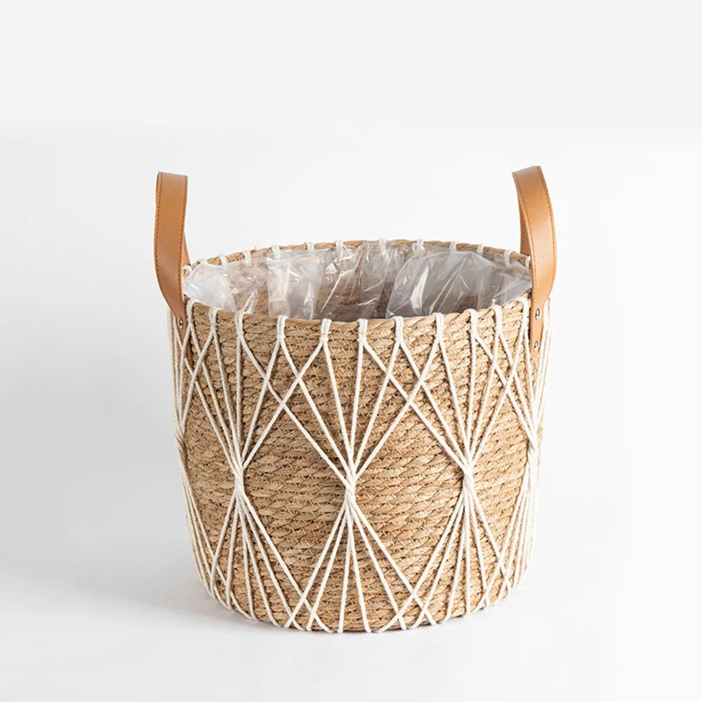 Rattan Storage Basket Living Room Flower | Decorative Item | straw | Elegant Home Decor