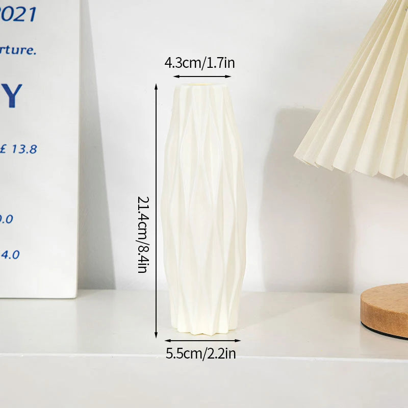 Tall White Pleated Vase Pleated Style | Vase | plastic | Elegant Home Decor