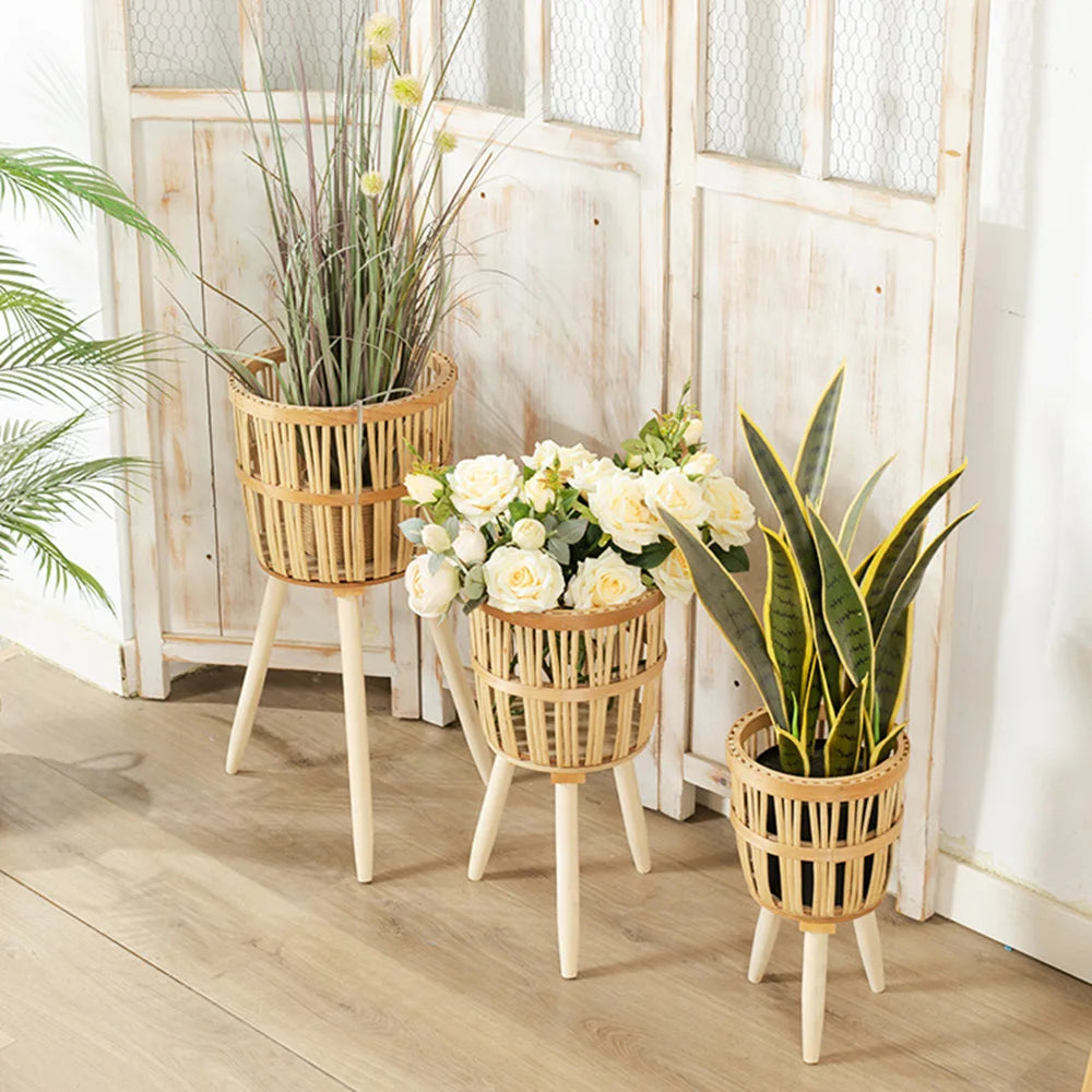 Willow Woven Plant Rack Flower Frame | Decorative Tray | straw | Elegant Home Decor