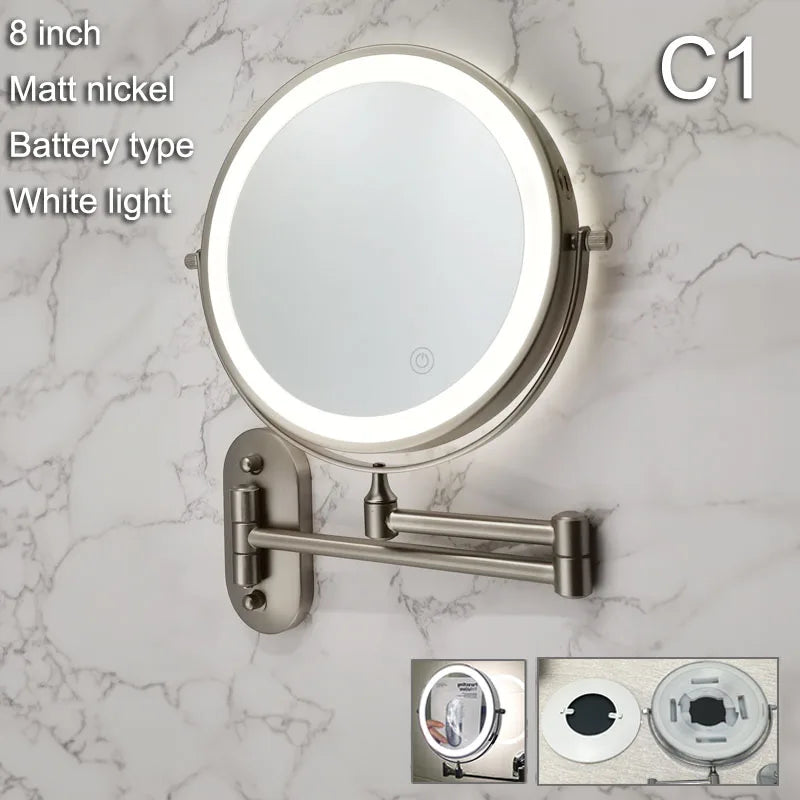 Golden Wall Folding Makeup Mirror Double | Furniture | Metal/Copper/Iron | Premium Home Furniture
