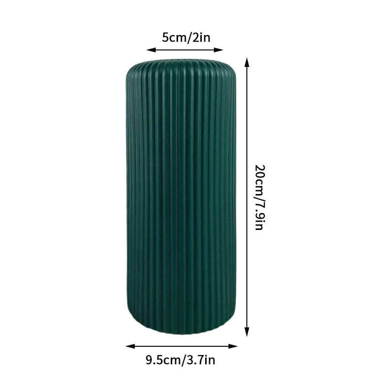 Tall Green Ribbed Vase Contemporary Ribbed | Vase | plastic | Elegant Home Decor