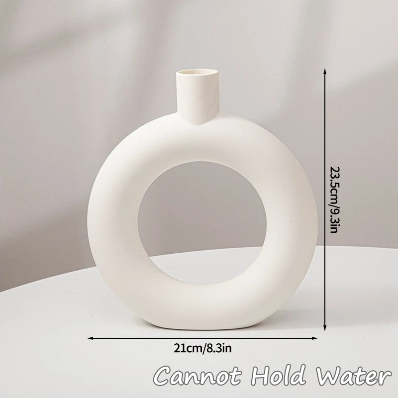 Circular Loop Vase with Narrow Neck | Vase | ceramic | Elegant Home Decor