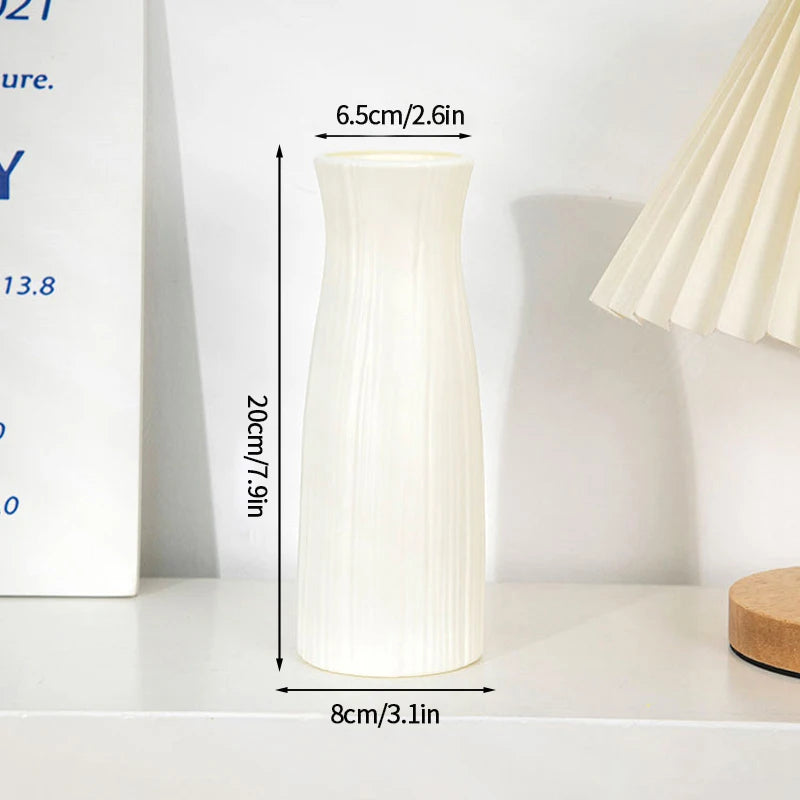 Tall White Fluted Vase Fluted Design | Vase | plastic | Elegant Home Decor