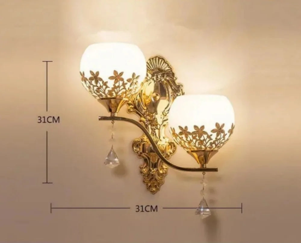 CrystalLuxe Wall Lamp Gold Bedroom | Wall Lamp | Led | aluminum | 110V - 240V | Elegant Wall Illumination