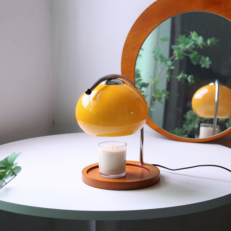 Luvoro Retro Glass Candle Warmer | Table Lamp | LED | Wood/Glass/metal | 10W | Sleek Table Accent