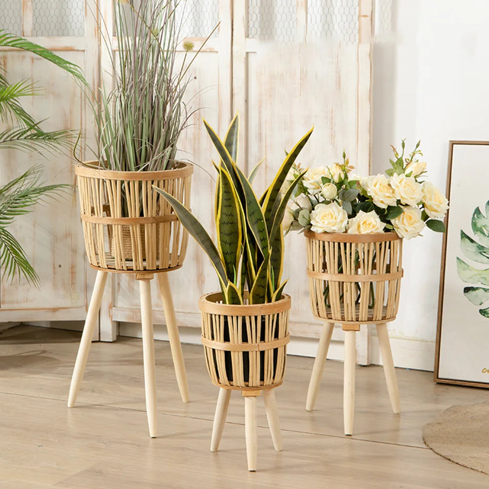 Willow Woven Plant Rack Flower Frame | Decorative Tray | straw | Elegant Home Decor