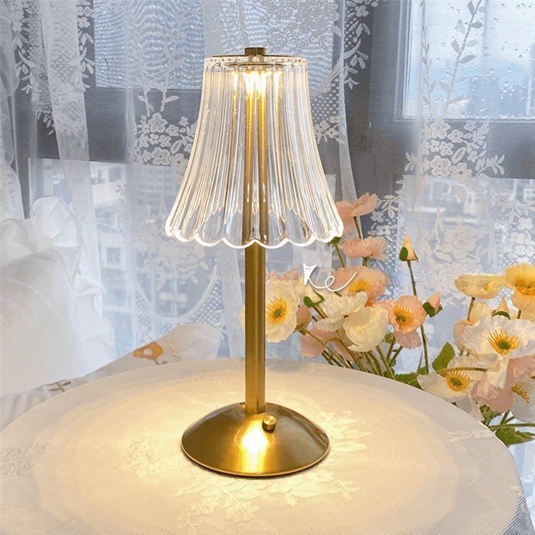 LumiCrystal Gold Crystal Table Lamp | Table Lamp | LED | Aluminum/acrylic/Crystal | 15W | Sleek Table Accent