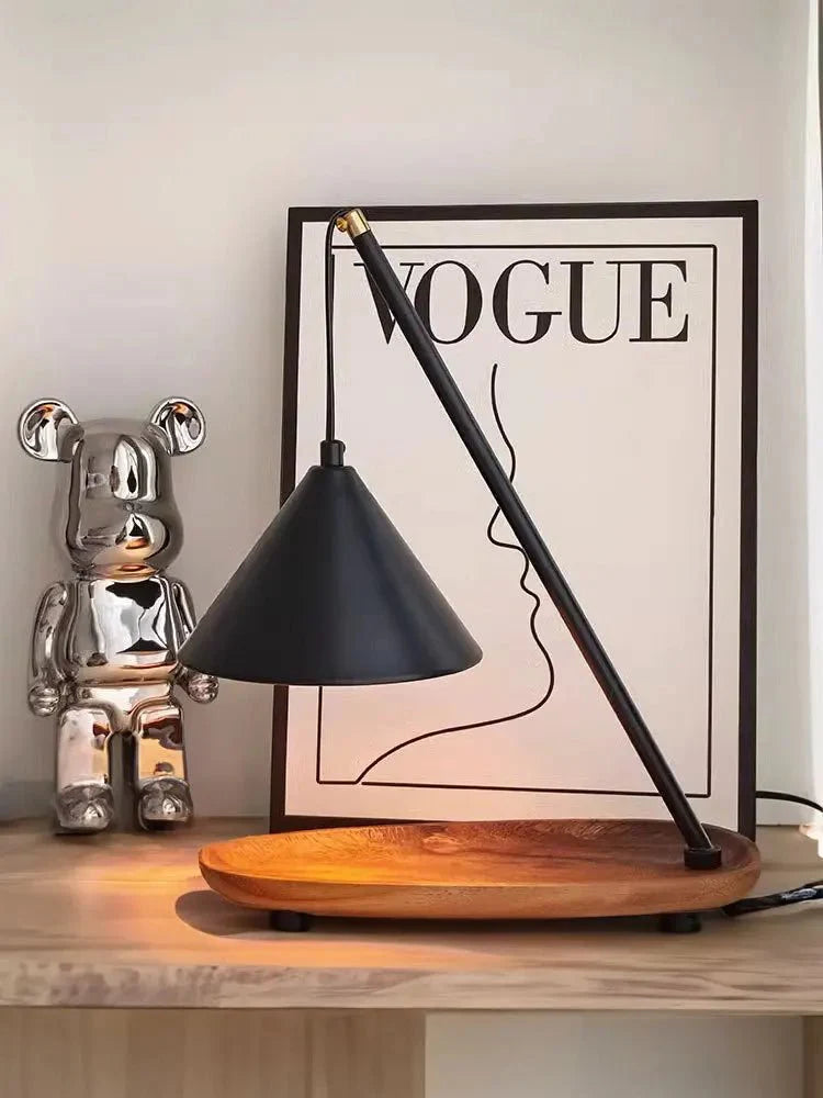 Viresta Industrial Candle Warmer Lamp | Table Lamp | LED | wood/Metal | Sleek Table Accent