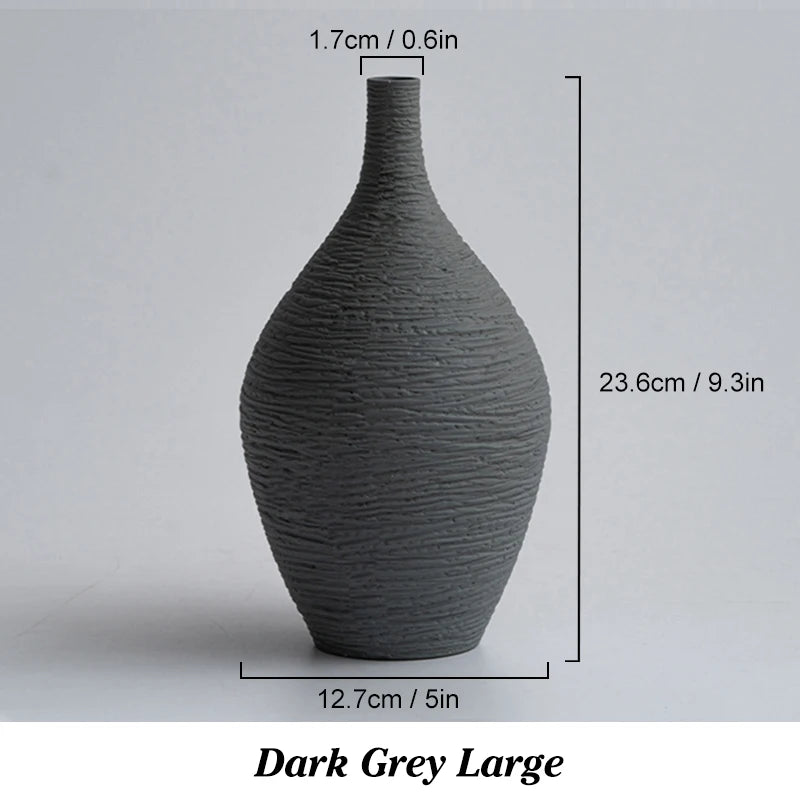 Sculptural Gray Vase Modern Textured Ceramic | Vase | ceramic | Elegant Home Decor