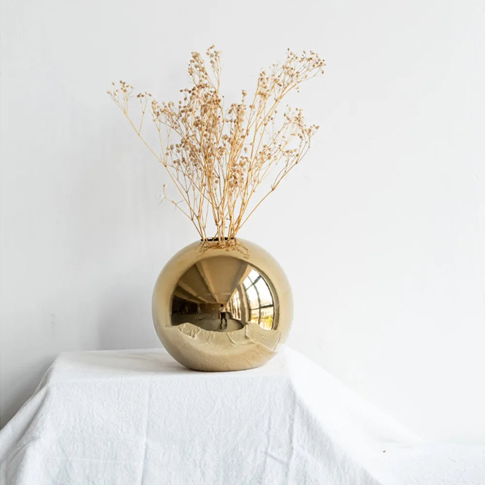 Golden Ball Ceramic Vase Ornament Hydroponic | Vase | ceramic | Elegant Home Decor