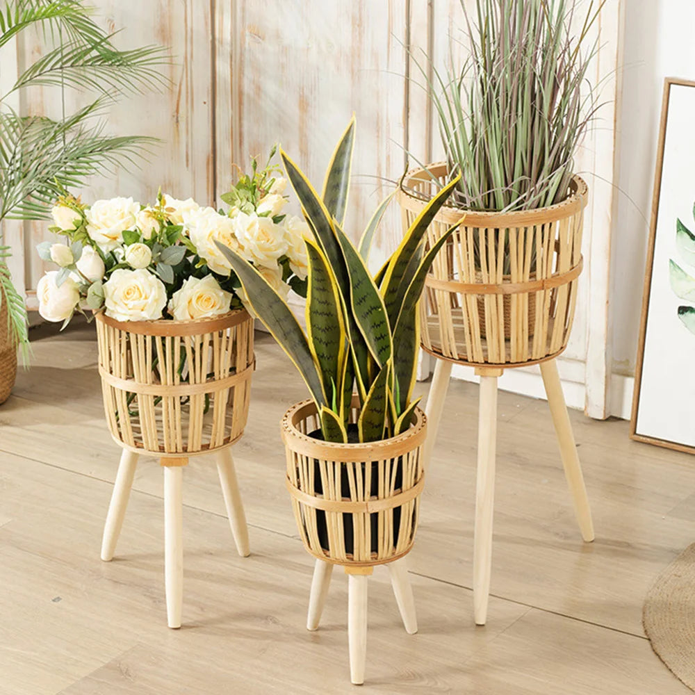 Willow Woven Plant Rack Flower Frame | Decorative Tray | straw | Elegant Home Decor