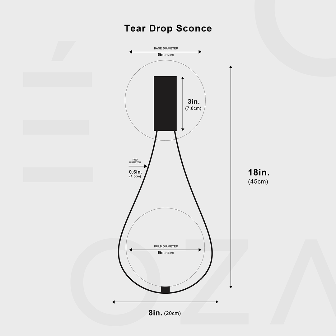 Teardrop shaped wall lamp | Wall Lamp | glass/iron | 5W | 110V | Elegant Wall Illumination