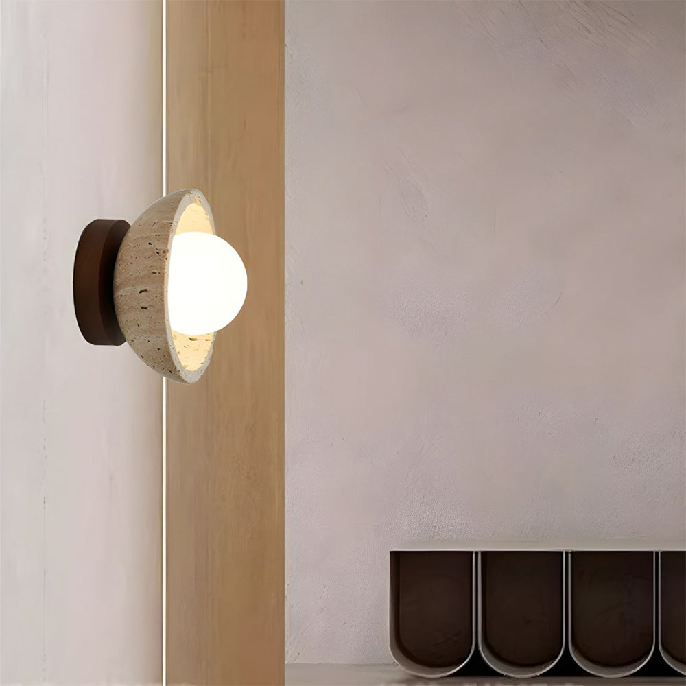 Industrial Modern Beige Stone Wall | Wall Lamp | wood | 110V - 120V | Elegant Wall Illumination