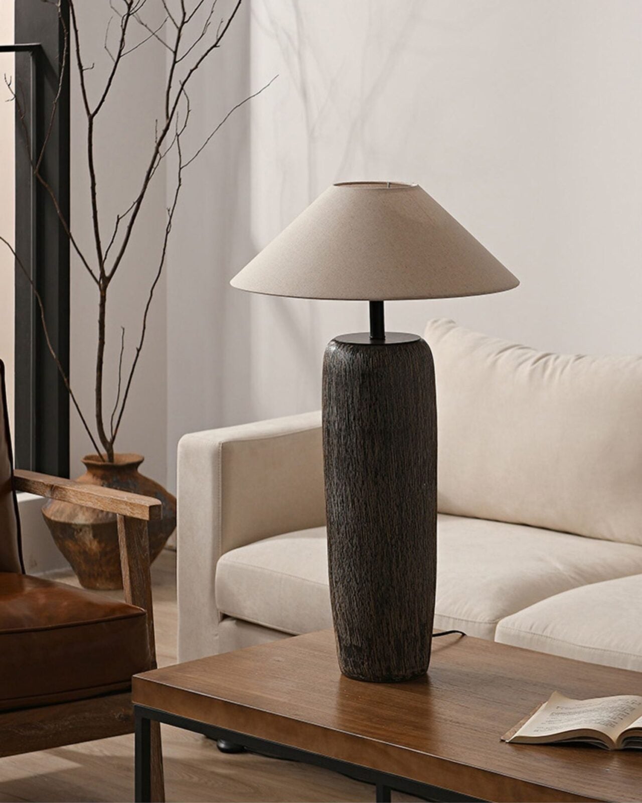 Weathered wooden floor lamp | Floor Lamp | LED | ceramic/metal | 60w | 240v | Stylish Floor Lighting