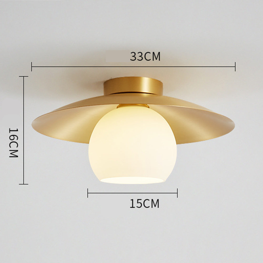 Brass Shade Gold Semi Flush | Lighting | brass/glass | 110V-120V | Premium Lighting Solution