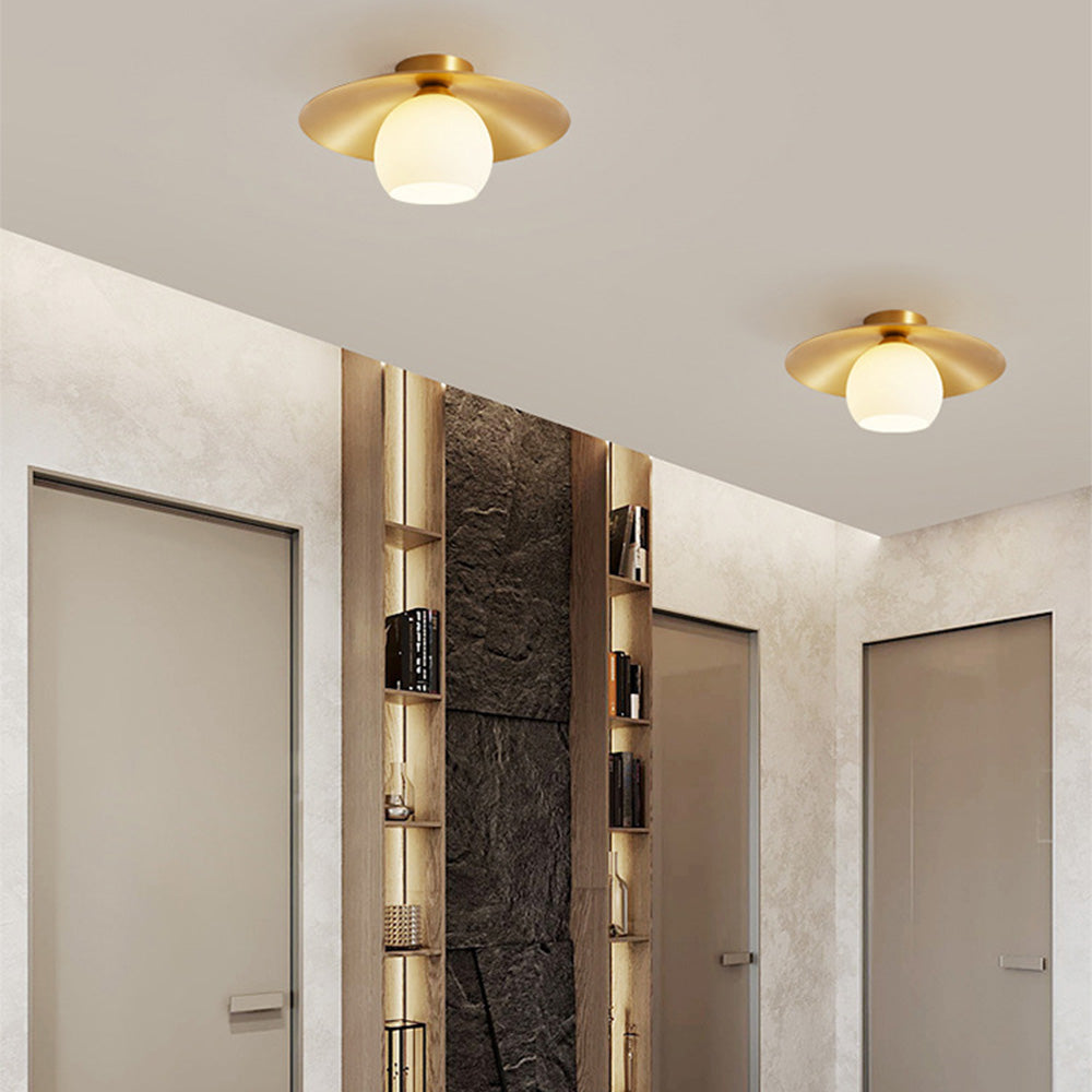 Brass Shade Gold Semi Flush | Lighting | brass/glass | 110V-120V | Premium Lighting Solution