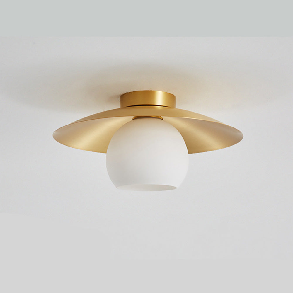 Brass Shade Gold Semi Flush | Lighting | brass/glass | 110V-120V | Premium Lighting Solution