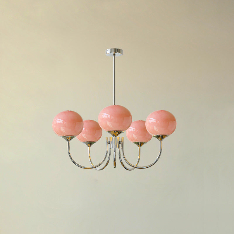 Bubble Pink Glass Marshmallow Chandelier | Ceiling Light | glass/metal | 110V-120V | Modern Ceiling Lighting