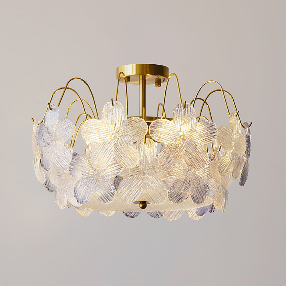 Classic Flower Shaped Stained Glass | Ceiling Light | LED | glass | 110V-120V | Modern Ceiling Lighting
