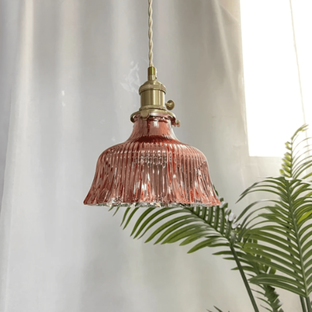 Vintage Scandinavian Glass Hanging Lamp | Lighting | brass/copper/glass | Premium Lighting Solution