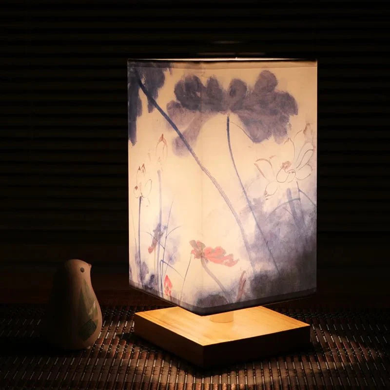 Japanese Table Lamp Traditional Mood | Table Lamp | LED | Wood/Fabric | Sleek Table Accent