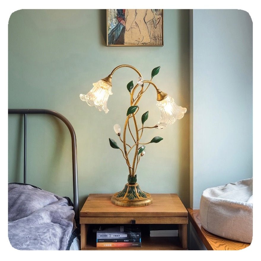 FleurLight™ French Flowers Table Lamp | Table Lamp | Metal/Glass | Sleek Table Accent