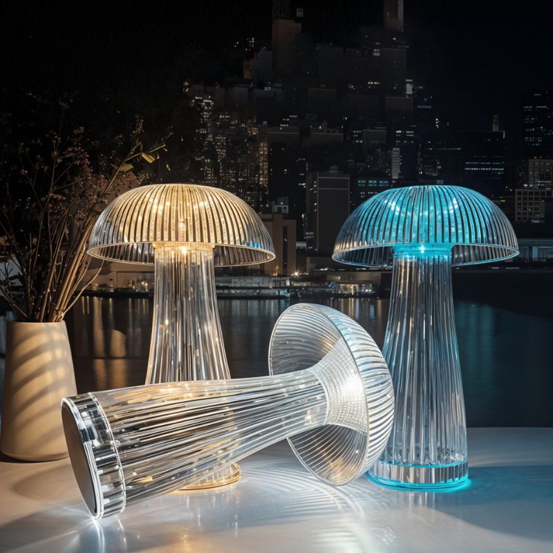 Noryth Ribbed Glass Table Lamp | Table Lamp | LED | glass | Sleek Table Accent