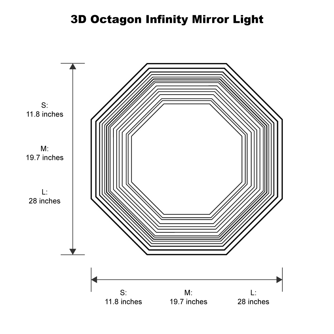 Octagon Infinity Mirror Wall Lamp | Wall Lamp | Led | glass/iron | 40W | Elegant Wall Illumination